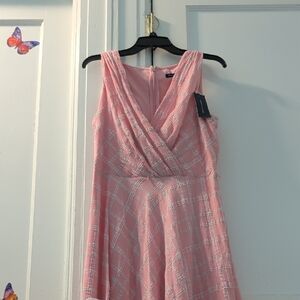 Tommy Hilfiger Sleeveless Pink Plaid V-Neck Women's Dress